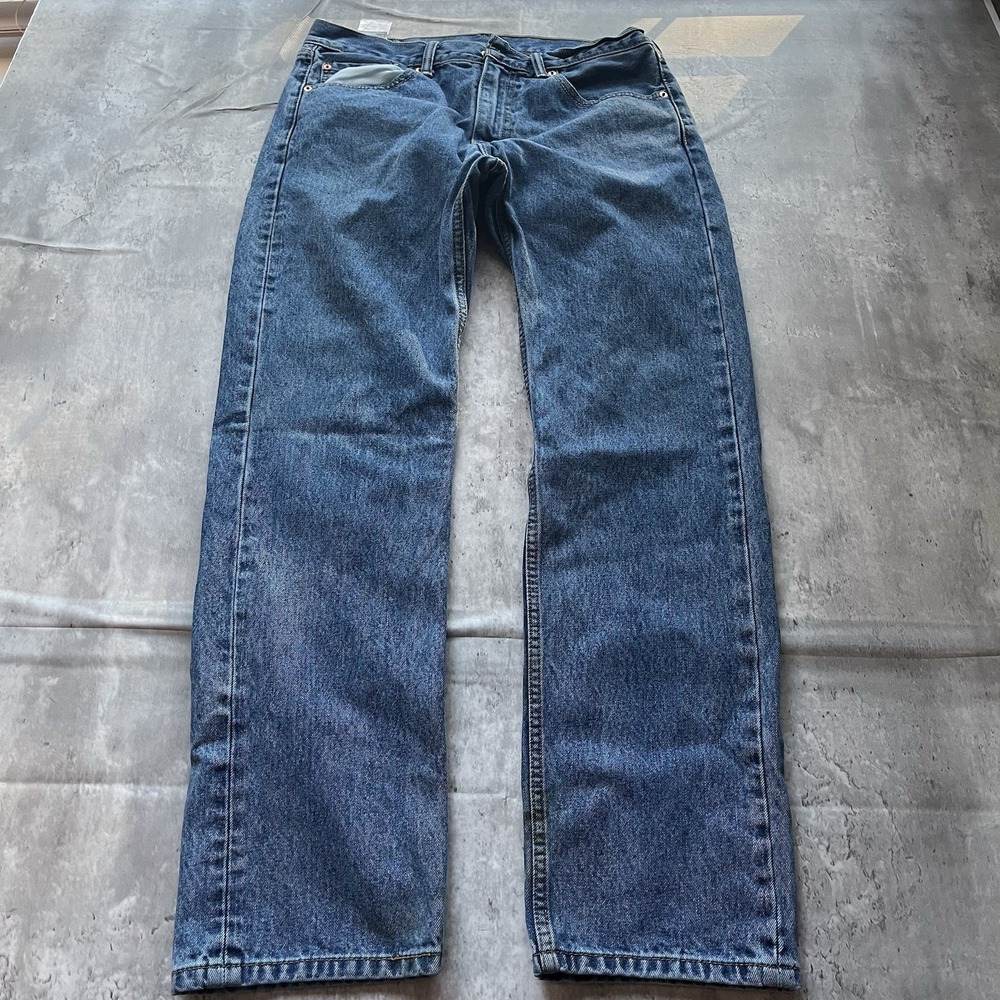 Levi's 505 Men's 33x32 Regular Fit Straight Stretch Dark Blue Denim Jeans